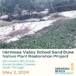 Hermosa Valley School Sand Dune Native Plant Restoration Project - Ms. Heath\'s 8th Grade Social Studies Classes Walk Through - May 2, 2024